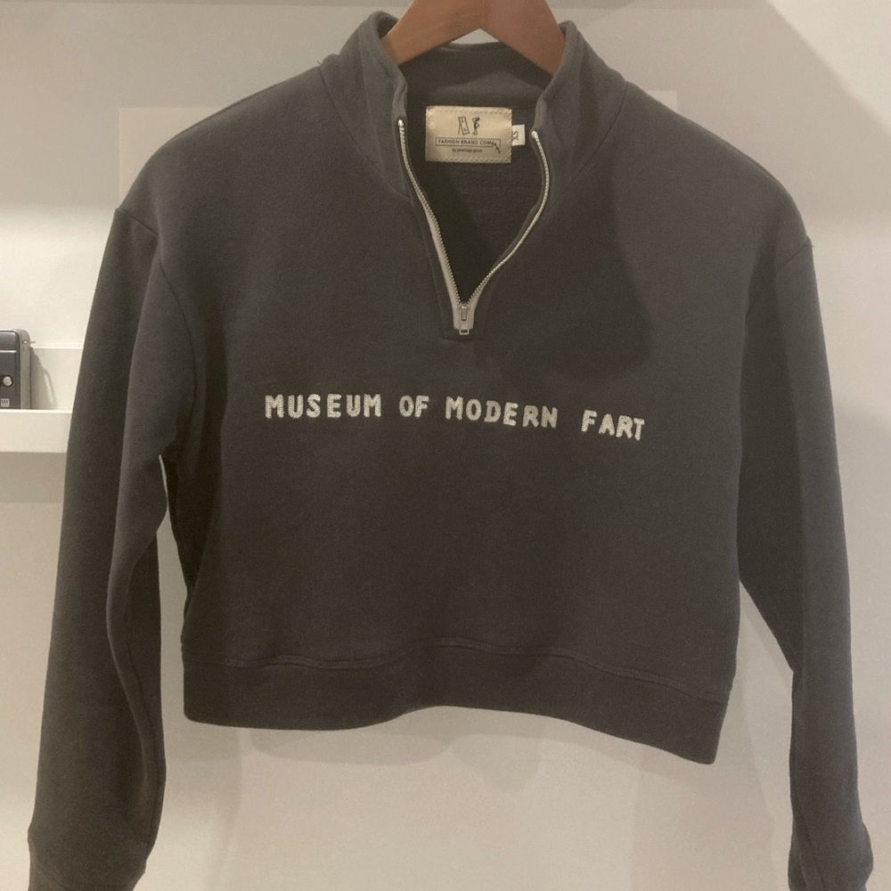 Fashion Brand Company “Museum of Modern Fart” Cropped Half Zip